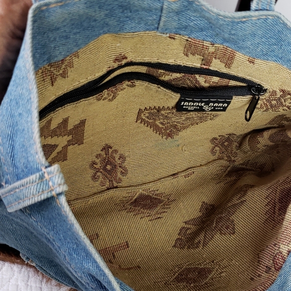 Saddle Barn Cowhide denim purse - Picture 6 of 9